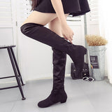 Boots Over The Knee Tigh High Suede Long Boots Black Brown Red Grey Blue