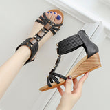 Wedge Sandals Summer Shoes Elegant Ladies Rome Sandals Brand Female Sandalias Black Wedge Heels Sandals