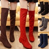 Boots Over The Knee Tigh High Suede Long Boots Black Brown Red Grey Blue