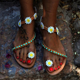 Summer Shoes Flat Heels Sandals Female Comfortable Sweet Flowers Beach Sandals