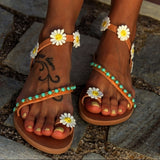 Summer Shoes Flat Heels Sandals Female Comfortable Sweet Flowers Beach Sandals