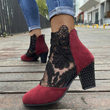 Dancing Shoes Lace Mesh Black High Heels Shoes Ladies Boots 35-43