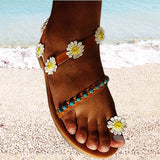 Summer Shoes Flat Heels Sandals Female Comfortable Sweet Flowers Beach Sandals