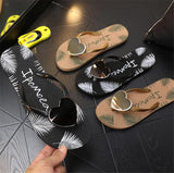 Slippers Beach Flip-Flops Love Decoration Sandals Non-Slip Female Summer Shoes Ladies Holiday Outdoor Slides