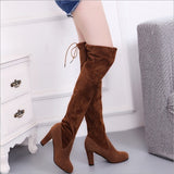 Shoes Long Boots Suede High Heel Knee High Boots 34-43(Please Buy Larger Size Than Usual)