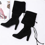 Shoes Long Boots Suede High Heel Knee High Boots 34-43(Please Buy Larger Size Than Usual)