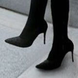 Winter Warm Long Boots Faux Suede Slim Thigh High Heels Over The Knee Boots