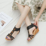 Wedge Sandals Summer Shoes Elegant Ladies Rome Sandals Brand Female Sandalias Black Wedge Heels Sandals