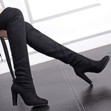 Shoes Long Boots Suede High Heel Knee High Boots 34-43(Please Buy Larger Size Than Usual)