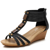 Wedge Sandals Summer Shoes Elegant Ladies Rome Sandals Brand Female Sandalias Black Wedge Heels Sandals