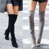 Shoes Long Boots Suede High Heel Knee High Boots 34-43(Please Buy Larger Size Than Usual)