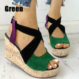 Summer Sandals Wedge Heel Platform Shoes Cross Strap Sandals Retro Shoes 35-43