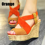 Summer Sandals Wedge Heel Platform Shoes Cross Strap Sandals Retro Shoes 35-43