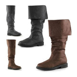 Couple Boots Robin Hood Boots Men's Flat Heel Cuffed Knee High Renaissance Boots Medieval Black Brown Pu Shoes