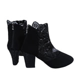 Dancing Shoes Lace Mesh Black High Heels Shoes Ladies Boots 35-43