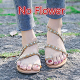 Summer Shoes Flat Heels Sandals Female Comfortable Sweet Flowers Beach Sandals