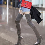 Winter Warm Long Boots Faux Suede Slim Thigh High Heels Over The Knee Boots