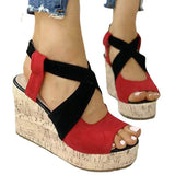 Summer Sandals Wedge Heel Platform Shoes Cross Strap Sandals Retro Shoes 35-43