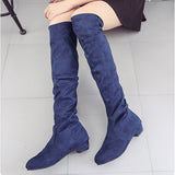 Boots Over The Knee Tigh High Suede Long Boots Black Brown Red Grey Blue