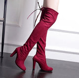 Shoes Long Boots Suede High Heel Knee High Boots 34-43(Please Buy Larger Size Than Usual)