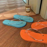 Slippers Transparent Girls Beach Flip Flops Anti-slip Summer Shoes Female Vacation Slides Girls Flat Sandals