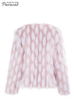 Chic Pink Party Fluffy Faux Fur Coat