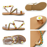 Summer Shoes Flat Heels Sandals Female Comfortable Sweet Flowers Beach Sandals