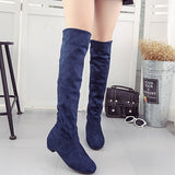 Boots Over The Knee Tigh High Suede Long Boots Black Brown Red Grey Blue