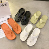 Korean Style Flip Flops Shoes Indoor Outdoor Thick Soled Slope Heel Beach Non-slip Slippers Summer