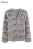 Elegant Thick Fluffy Faux Fur Coat