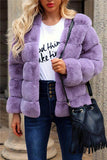 Elegant Thick Fluffy Faux Fur Coat - Light Gray