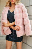 Elegant Thick Fluffy Faux Fur Coat - Light Gray