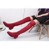 Boots Over The Knee Tigh High Suede Long Boots Black Brown Red Grey Blue