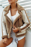 Plush Faux Fur Zipper Jacket - Red