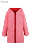 Reversible Faux Lambswool Thick Jacket - Pink/Red