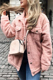 Trendy Furry Lamb Wool Fur Coat - Pink