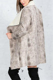 Turn Down Collar Suede Lambswool Coat