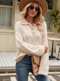 Benji Zig Zag Striped Batwing Sleeve Sweater - Beige