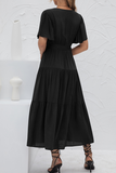 Elegant Solid With Belt V Neck Cake Skirt Dresses(4 Colors)