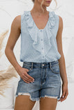 Casual Solid Split Joint V Neck Tops