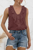 Casual Solid Split Joint V Neck Tops