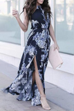 Elegant Floral Frenulum High Opening Halter A Line Dresses(3 Colors)