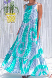 Casual Print Patchwork O Neck A Line Dresses