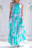 Casual Print Patchwork O Neck A Line Dresses