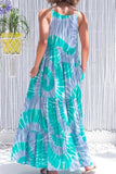Casual Print Patchwork O Neck A Line Dresses