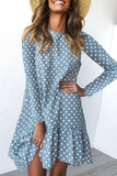 Sweet Polka Dot Split Joint O Neck Irregular Dresses