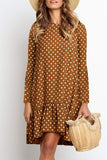 Sweet Polka Dot Split Joint O Neck Irregular Dresses