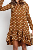 Sweet Polka Dot Split Joint O Neck Irregular Dresses