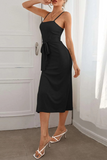 Elegant Solid With Belt Strapless Wrapped Skirt Dresses