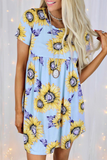 Casual Street Floral Patchwork O Neck Dresses(8 Colors)